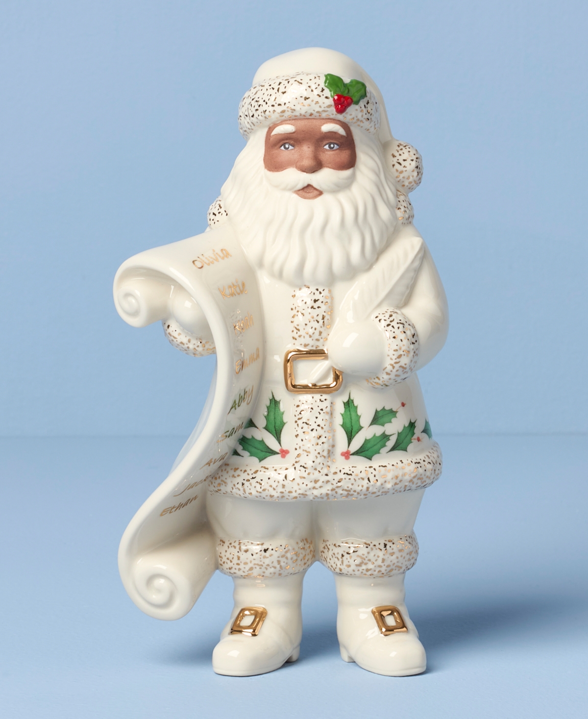 Lenox 2025 African American Santa With List Figurine In White