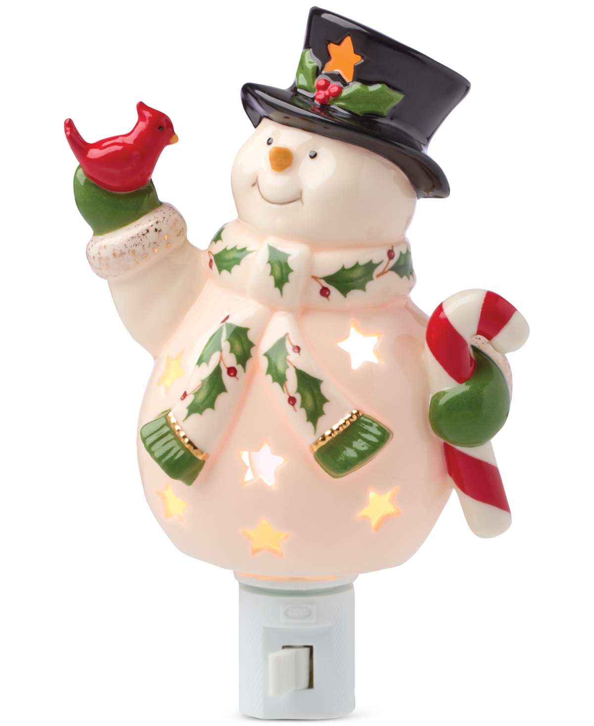 Lenox Happy Holly Days Snowman Night Light In White