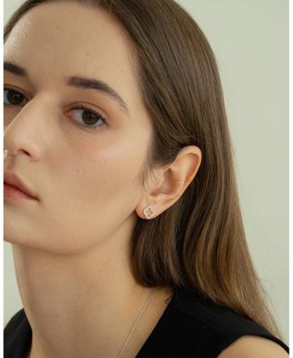 Sterling Silver 18k Gold Plated Aria Clover Stud Earrings Holiday Gift Idea