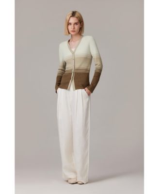 Women's Lurex Wool Cardigan | Metallic Button Up V Neck Sweater | Ultra Soft Ribbed Shimmer Knit | Machine Washable Cardigan Sweaters