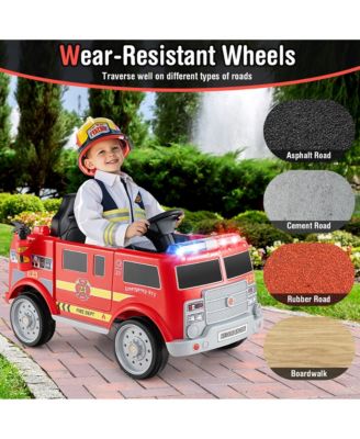 Kids Ride on Fire Truck 12V Battery Powered Electric Vehicle w/ 3 Speeds