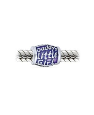 Set of 3 Daddy's Little Girl & Solid Lilac Purple Crystal Spacer Charm Bead Sterling Silver for European Bracelet