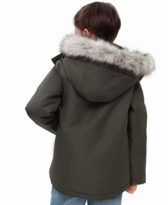 Little and Big Boys' Parka Jacket with Removable Trim