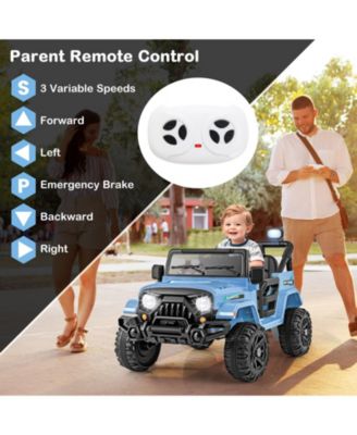 12V Kids Ride on Truck Car w/ Remote Control Threaded Wheels 3 Speeds LED Lights