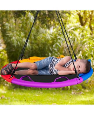 40 inch Saucer Tree Outdoor Round Platform Swing with Pillow and Handle