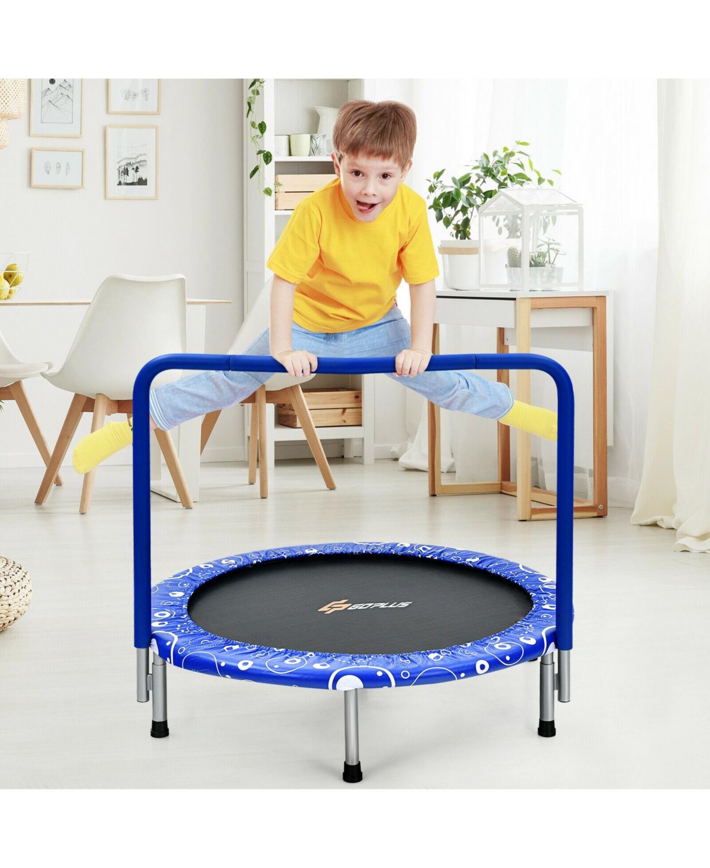 Детская игрушка Mecale 36" Mini Rebounder Foldable Trampoline with Removable Handle, 330 lbs Capacity, Ages 3-10, цвет: Синий — фото 6