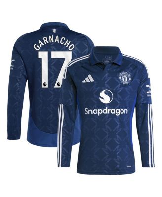 adidas - Men's Alejandro Garnacho Navy Manchester United 2024/25 Away Replica Long Sleeve Player Jersey