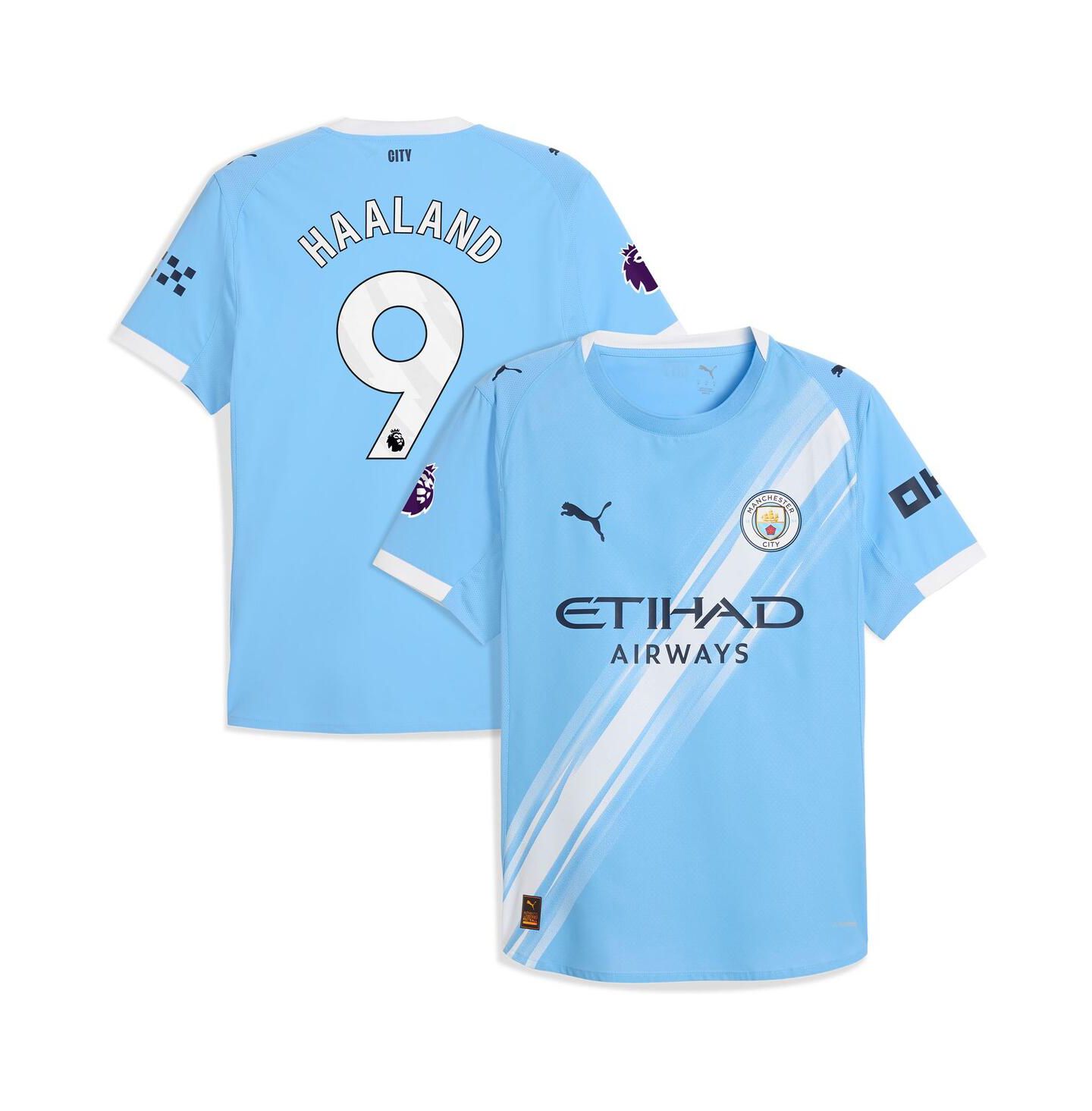 Мужской топ PUMA Erling Haaland Sky Blue Manchester City 2025/26 Home Authentic Player Jersey — фото 1