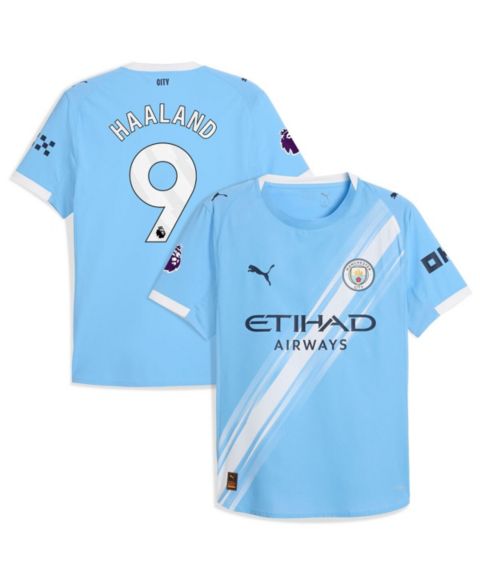 Мужской топ PUMA Erling Haaland Sky Blue Manchester City 2025/26 Home Authentic Player Jersey