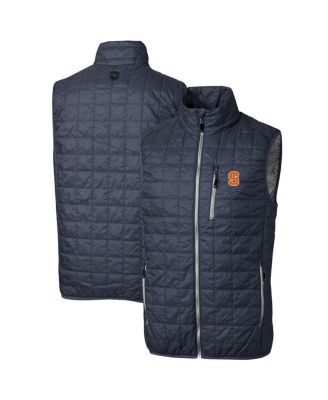 Cutter & Buck - Men's Heathered Navy Syracuse Orange Big Tall Rainier PrimaLoft Eco Full-Zip Puffer Vest