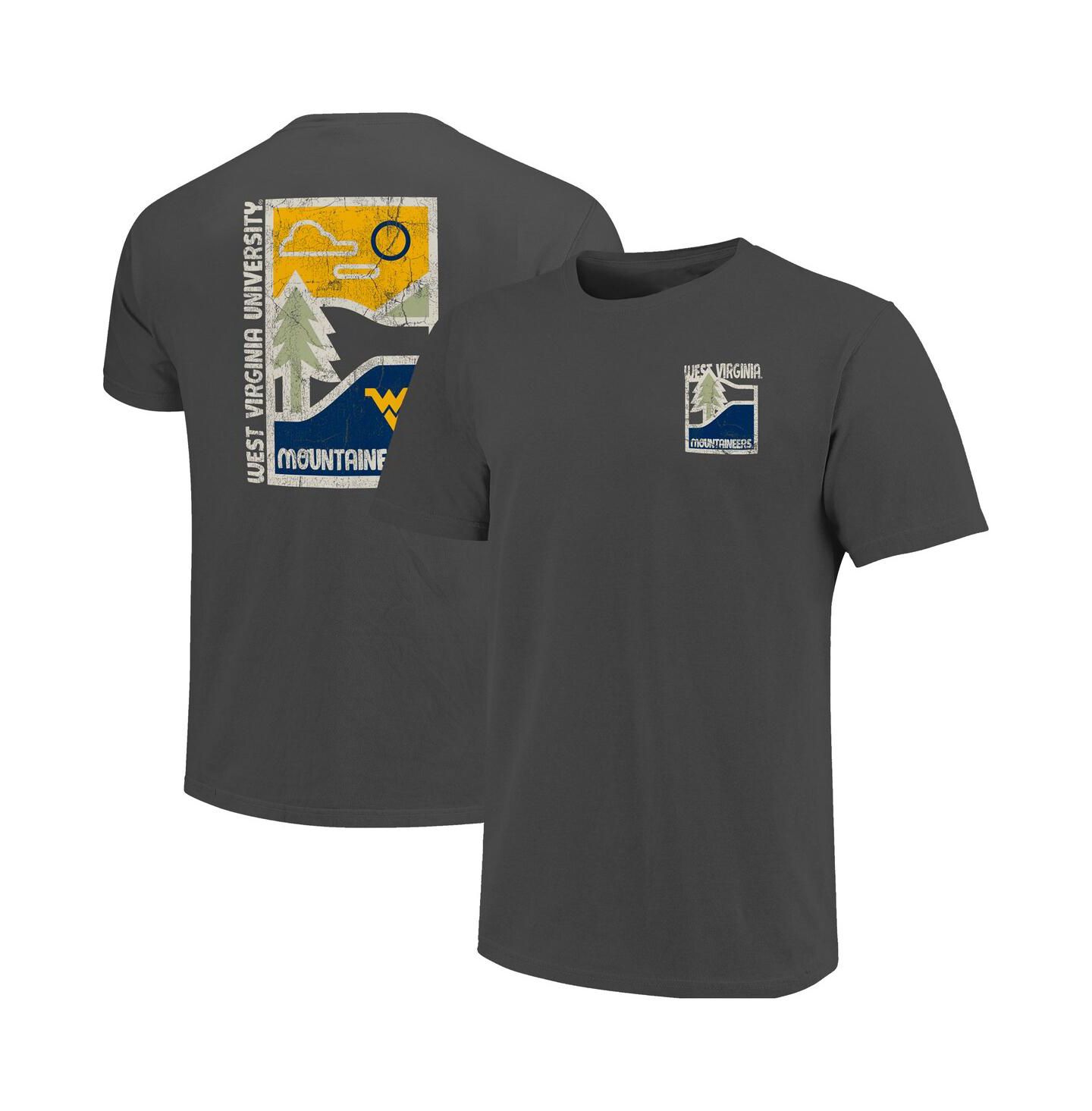 Мужская футболка Image One Graphite West Virginia Mountaineers Comfort Colors Minimal Vista Distressed Graphics — фото 1