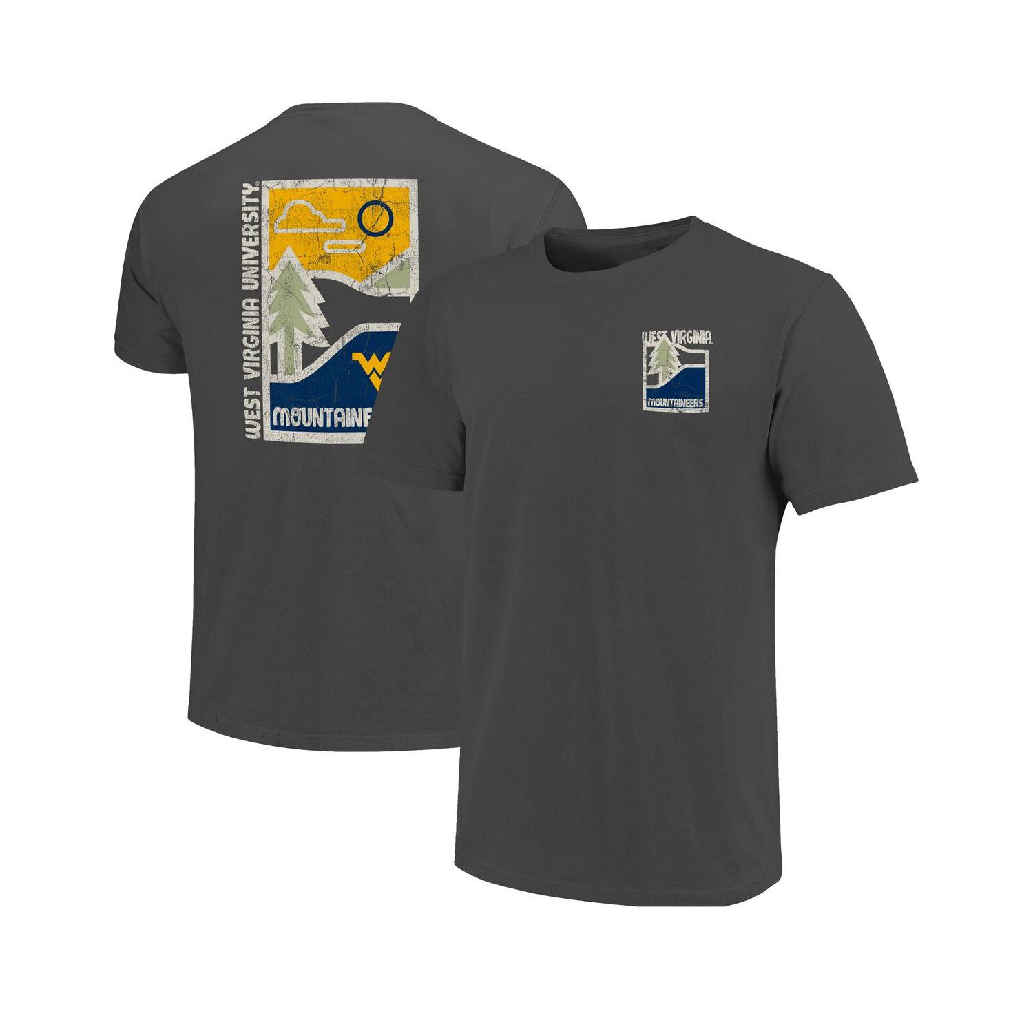 Men's Graphite West Virginia Mountaineers Comfort Colors Minimal Vista Distressed Graphics T-Shirt