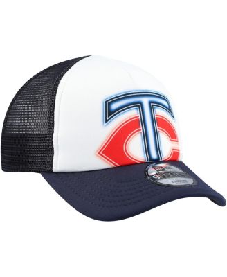 Toddler White/Navy Minnesota Twins Painted A-Frame 9FORTY Trucker Adjustable Hat