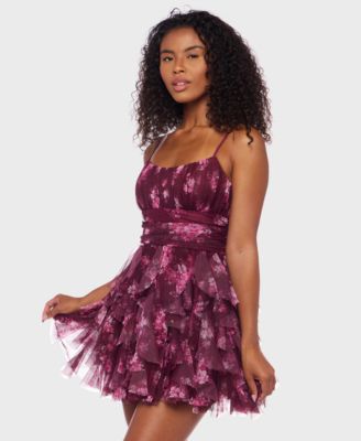 Juniors' Taffeta Sleeveless Fit & Flare Dress
