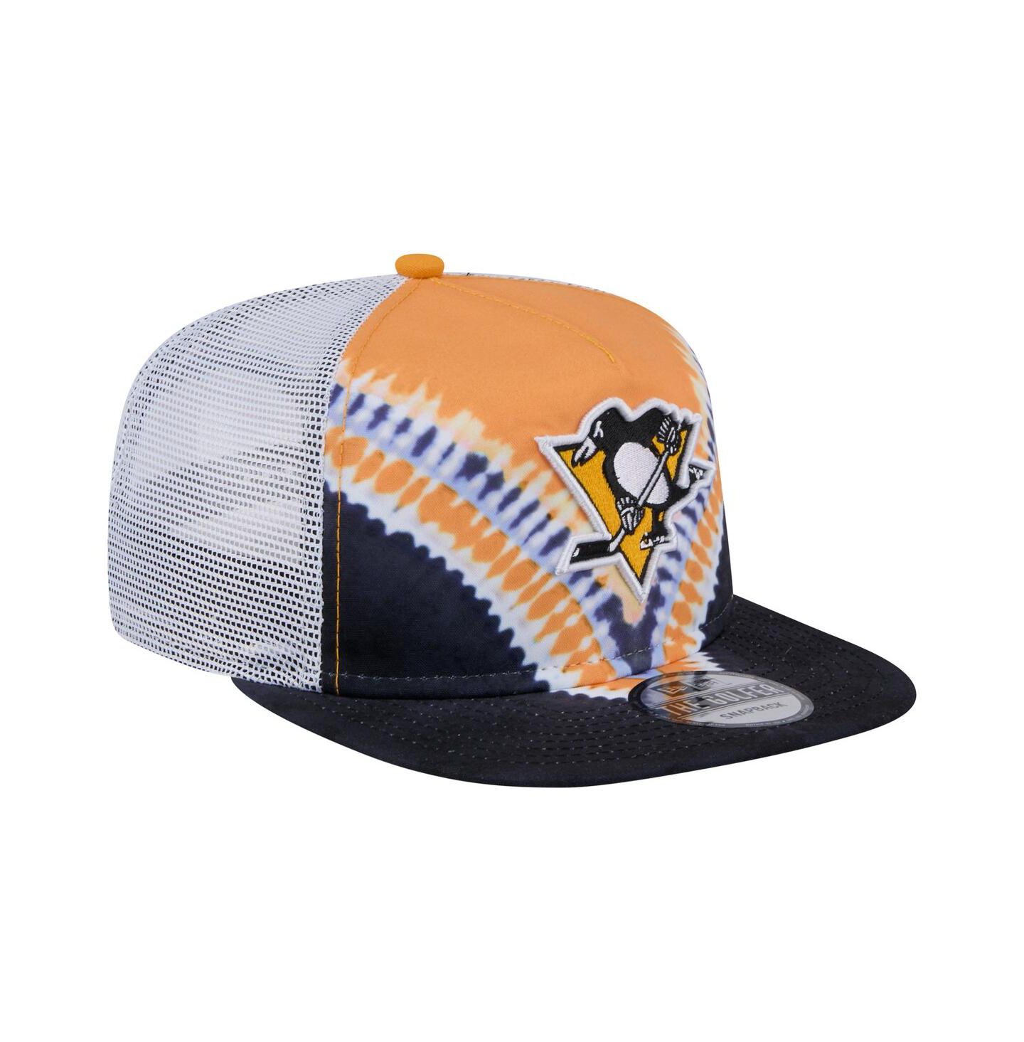 Мужской головной убор New Era Black/Gold Pittsburgh Penguins Throwback V-Dye Adjustable Golfer Hat — фото 3