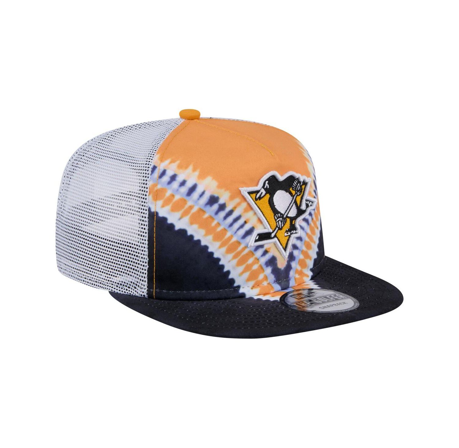 Men's Black/Gold Pittsburgh Penguins Throwback V-Dye Adjustable Golfer Hat