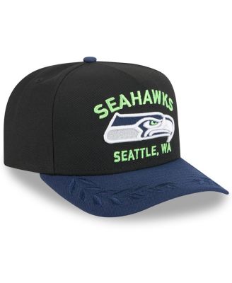 Big Boys and Girls Black/College Navy Seattle Seahawks 2025 NFL Draft A-Frame 9FIFTY Snapback Hat