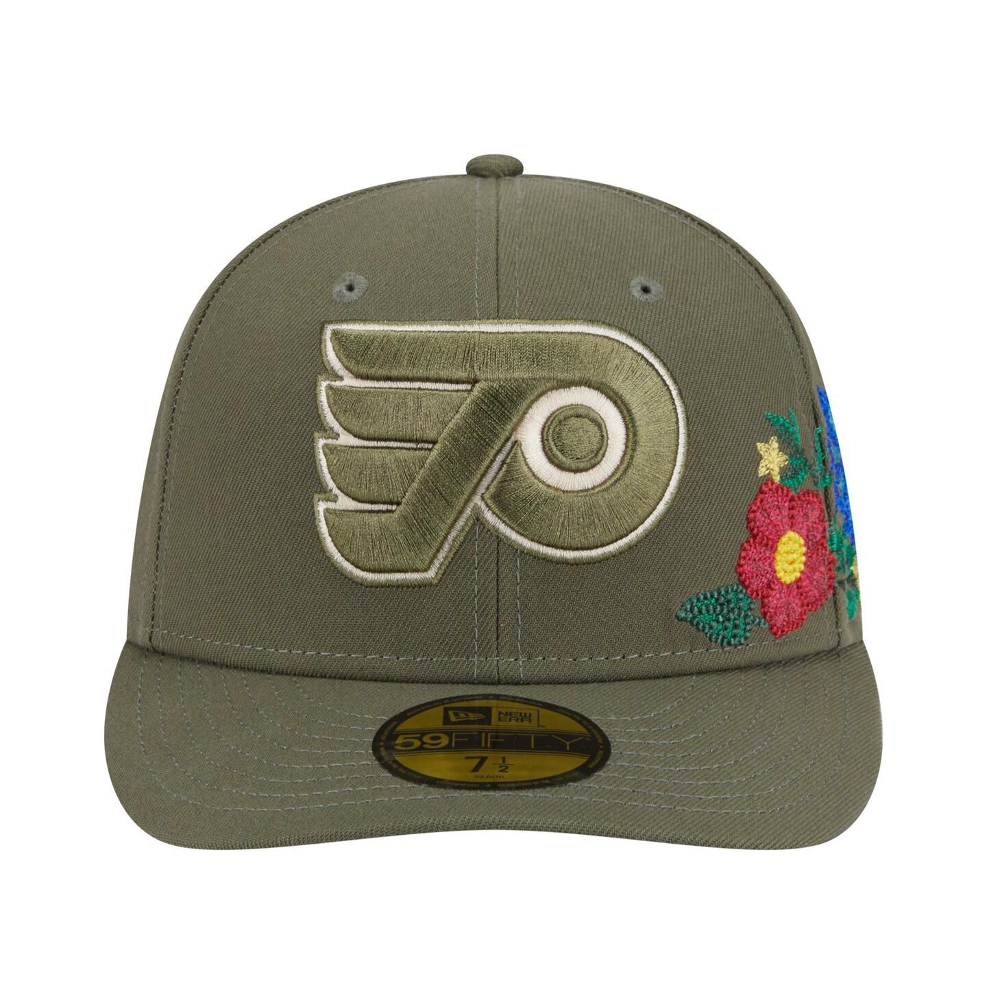 Мужская кепка New Era Olive Philadelphia Flyers Tonal Florals 59FIFTY Fitted Hat — фото 2