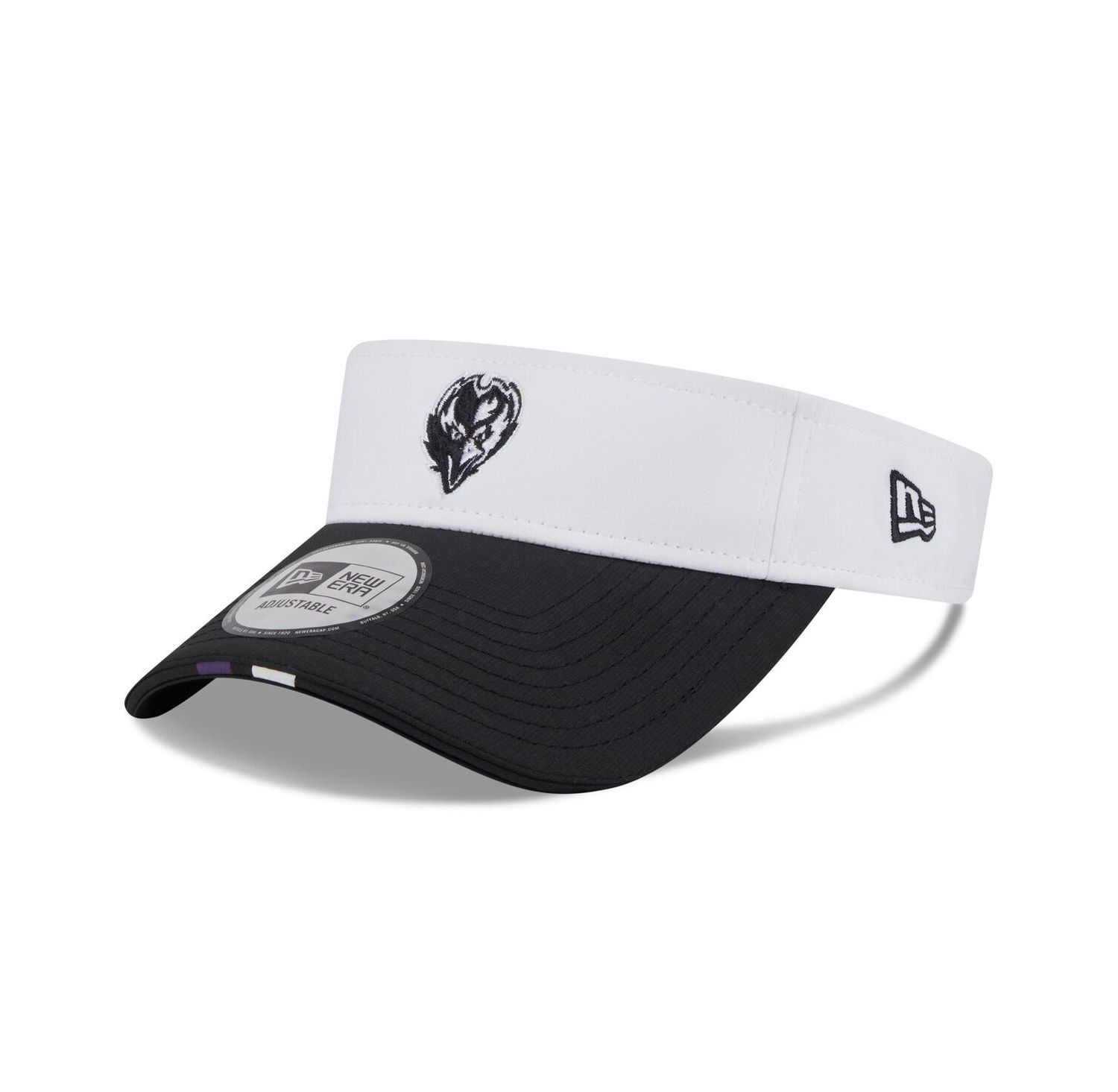 Men's White/Black Baltimore Ravens 2025 NFL Training Camp Adjustable Visor Hat