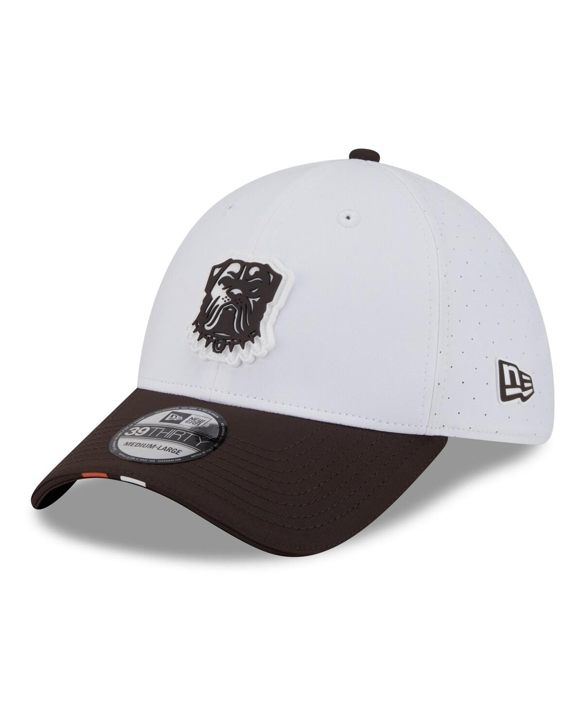 New Era Men's White/brown Cleveland Browns 2025 Nfl Training Camp 39thirty Flex Hat