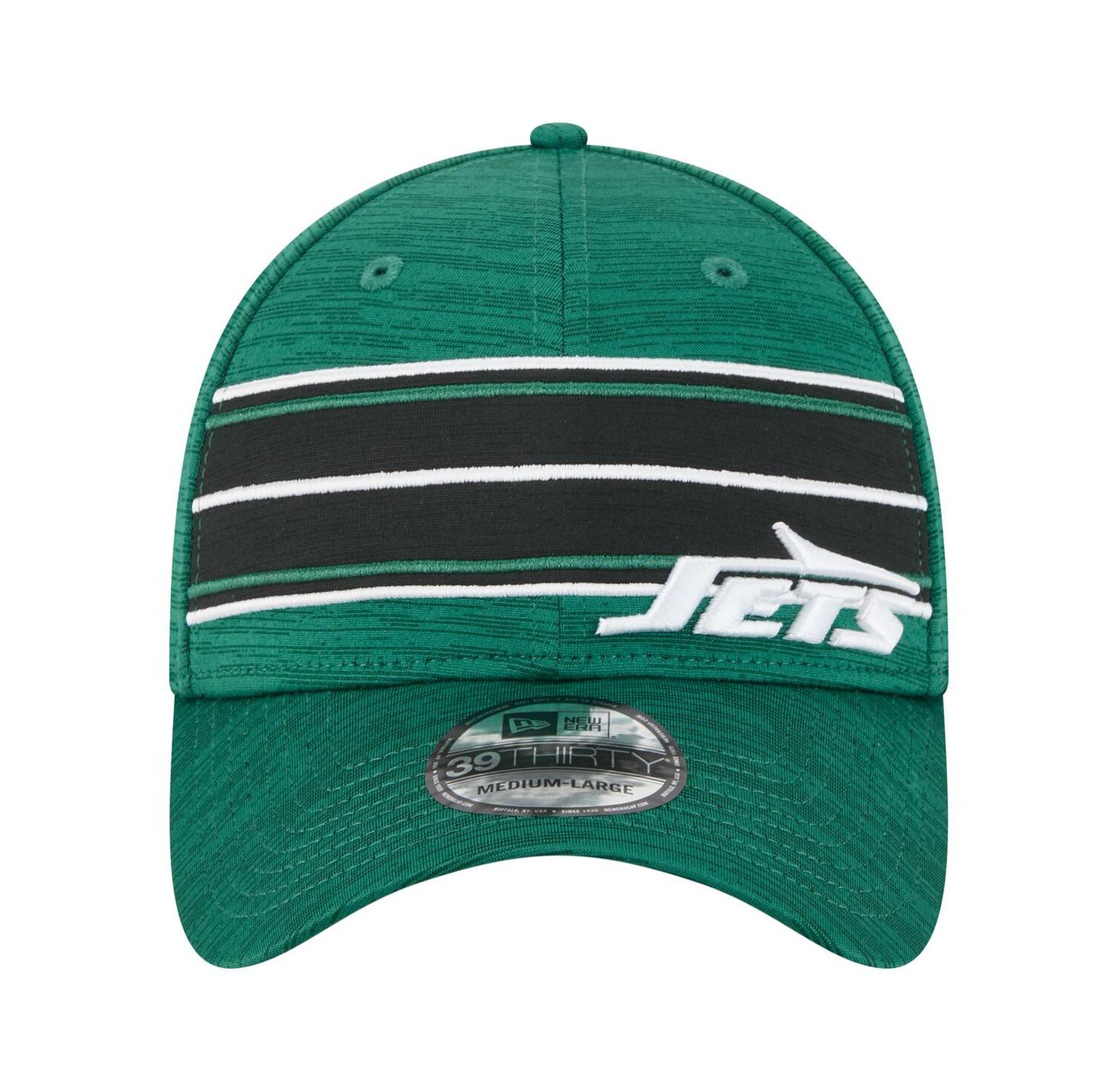 Men's Green New York Jets Stripes 39THIRTY Flex Hat