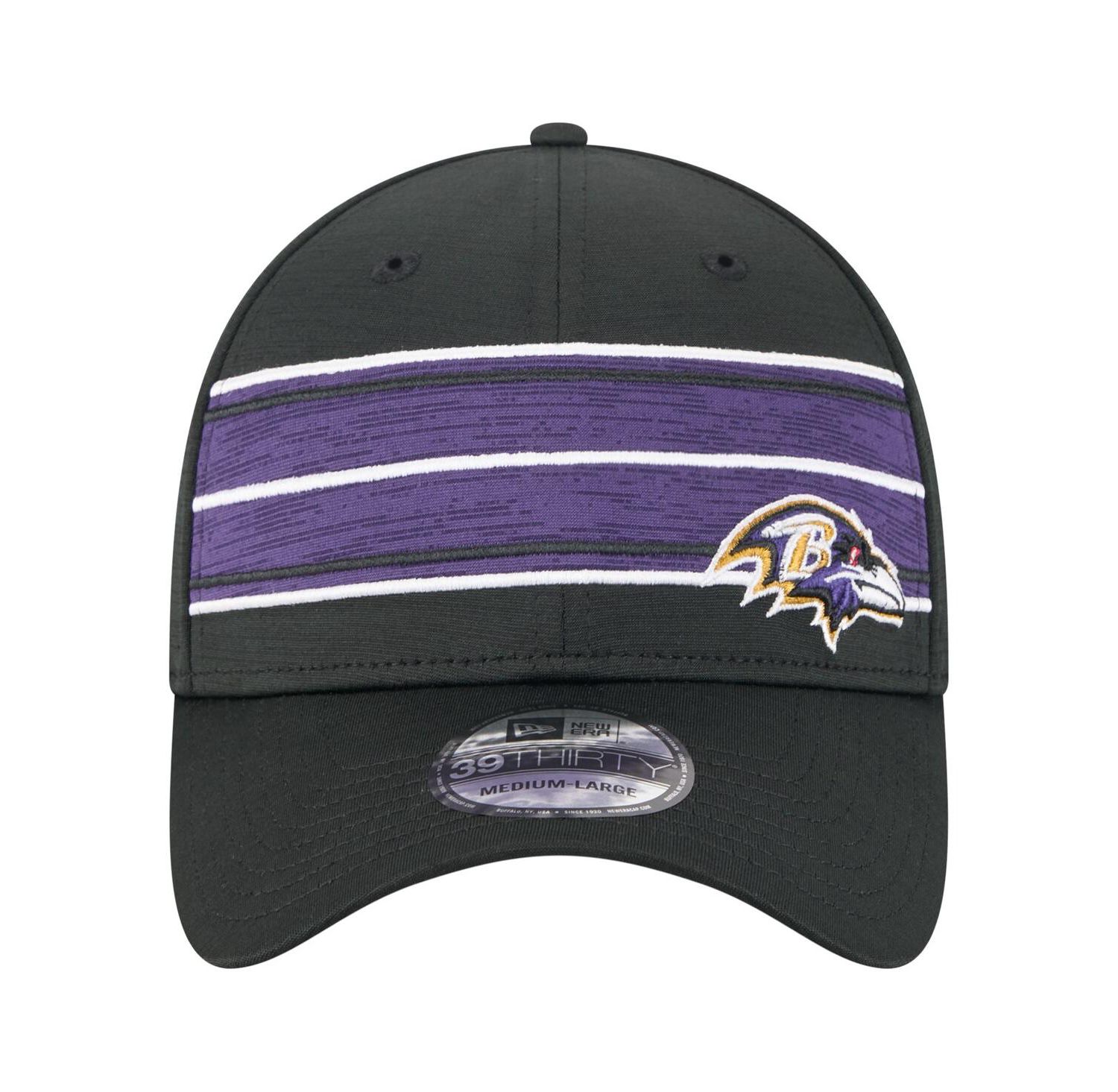 Men's Black Baltimore Ravens Stripes 39THIRTY Flex Hat