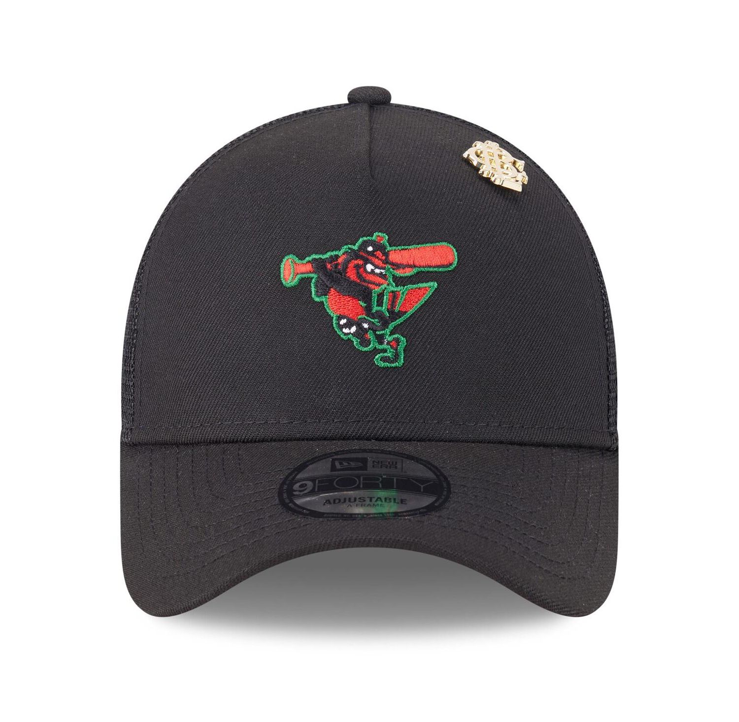 Men's Black Baltimore Orioles 2025 Big League Chew A-Frame 9FORTY Adjustable Trucker Hat