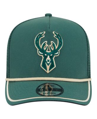 Men's Hunter Green Milwaukee Bucks Vintage Team Rope A-Frame 9FIFTY Snapback Hat