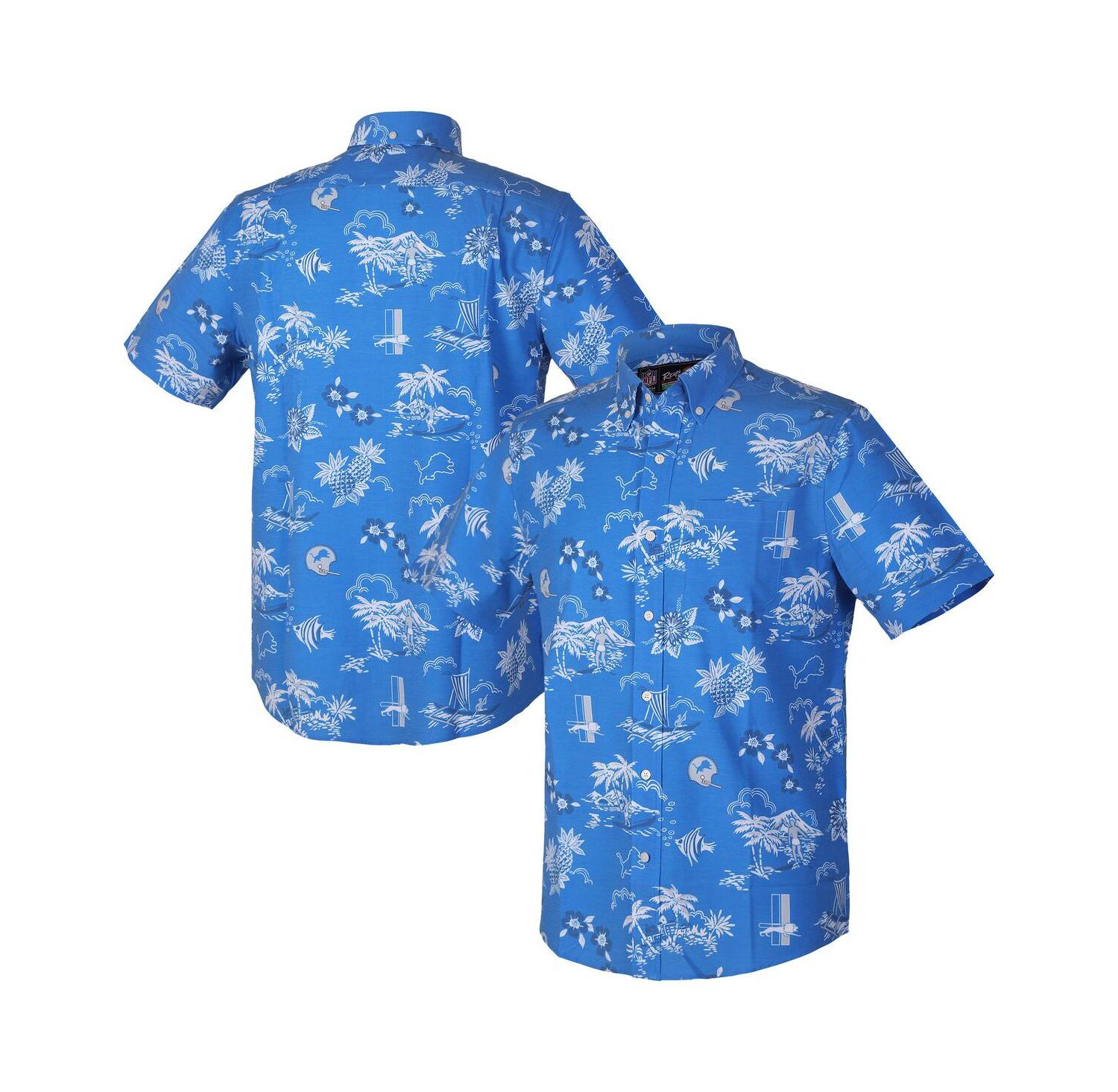 Men's Blue Detroit Lions Throwback Kekai Performance Button-Down Shirt