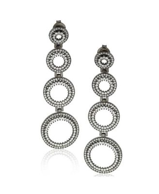 Suzy Levian Sterling Silver Cubic Zirconia Graduating Circle Drop Dangle Earrings
