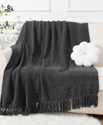 Herringbone Chenille Knit Throw, 60"x 80"