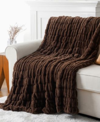Luxurious Reversible Rabbit Faux Fur Throw, 60" x 80"