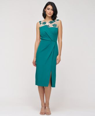 Women's Adelaide Illusion-Yoke Embellished Sheath Dress