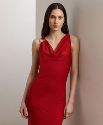 Women's Ring-Trim Jersey Cowlneck Gown