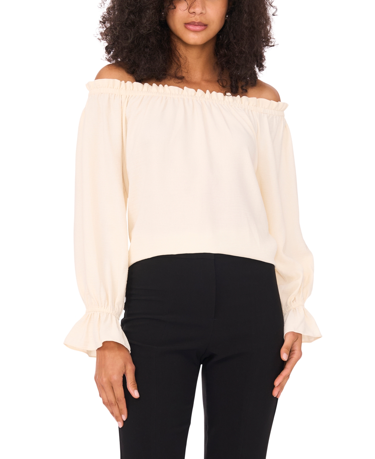 Msk Women's Scuba Crepe Off-the-shoulder Top In White