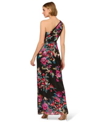 Women's Floral Chiffon One-Shoulder Long Dress