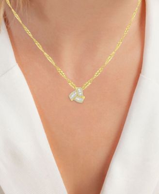 2-Pc. Set Cubic Zirconia Round & Baguette Love Knot Pendant Necklace & Coordinating Stud Earrings in 14k Gold-Plated Sterling Silver