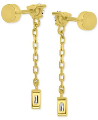 Cubic Zirconia Chain Link Drop Earrings in 14k Gold-Plated Sterling Silver