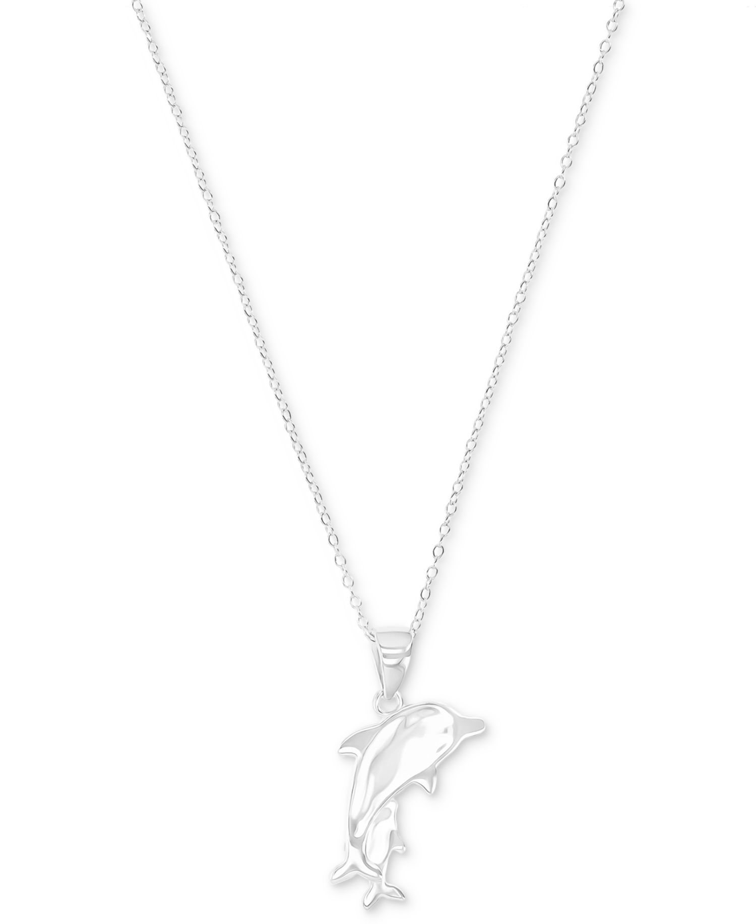 Opal (5X3MM) Dolphin Pendant Necklace in Sterling Silver