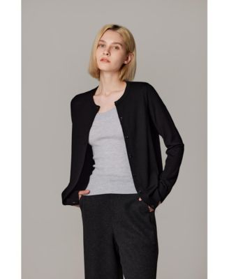 Women's 100% Merino Wool Light Weight Cardigan | Ultra Soft Fine-gauge Sweaters Machine Washable