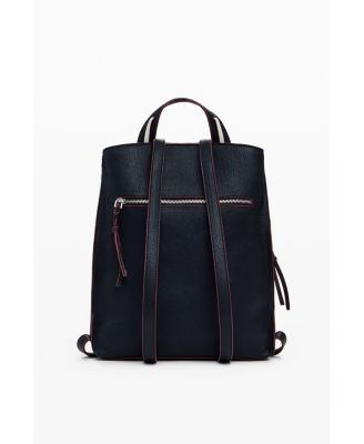 Women's Large faux leather effect backpack with topstitching