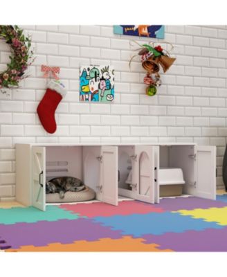 Double Cat Litter Box Enclosure - White
