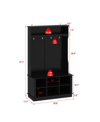 Multifunctional Entrance Coat Rack with Seats and Hooks, Hall Tree