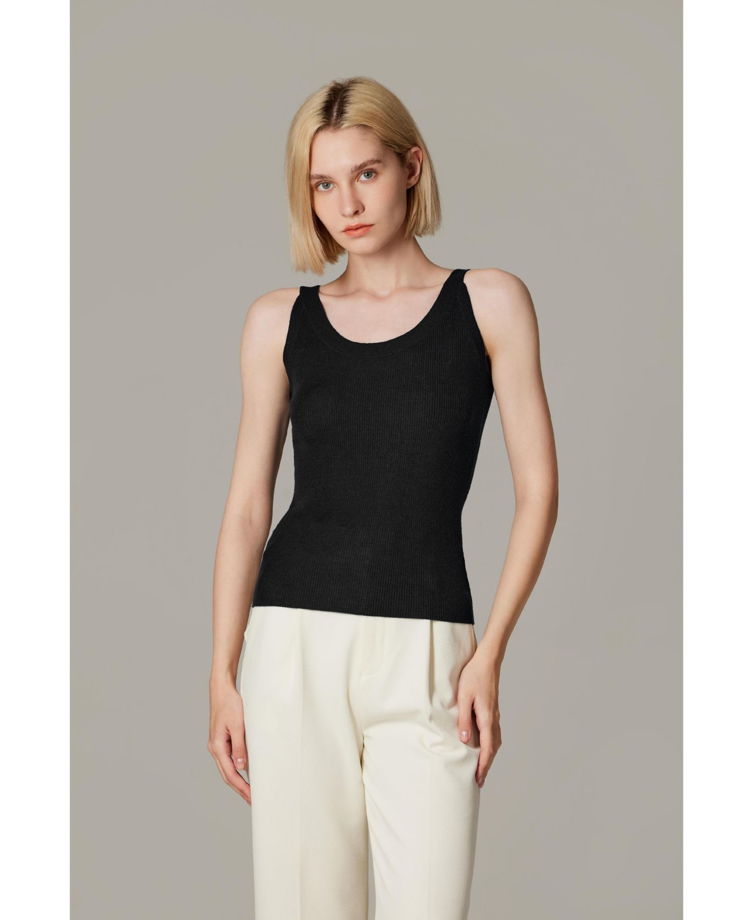 Women's Scoop Neck Tank Top | 75% Merino Wool 25% Silk Ultra-Soft Layering Essential | Natrual Moisture Wicking Sweater