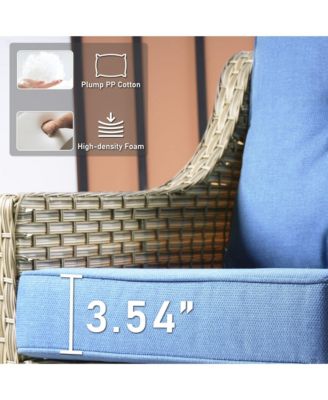 5 Piece Outdoor Rattan Patio Furniture Set with 3 Seat Sofa,Swivel Rocking Chairs,Solar Coffee Table,Wicker Sofa Set for Backyard and Porch