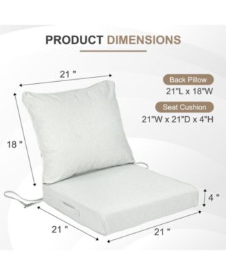 21x21 Inch Outdoor Deep Seat Cushion Set with Adjustable Straps and Waterproof