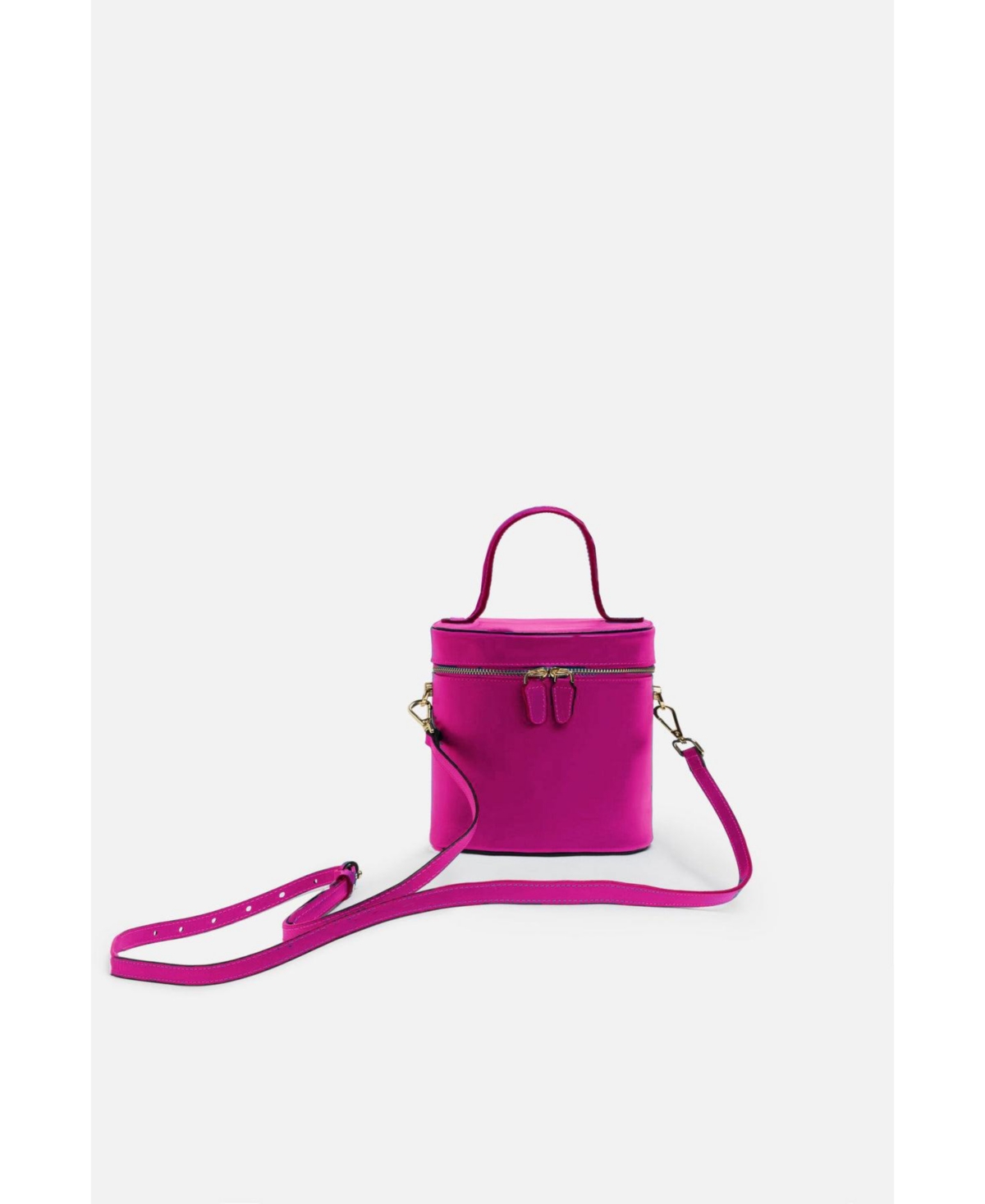 Petite Nola Bucket Leather Bag in Pink - Black