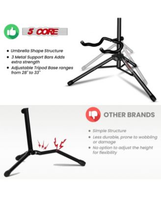 5Core Guitar Stand Pair Floor Folding Holder Soporte Para Guitarra for Acoustic Electric Bass - GSH HD BLK 2PK