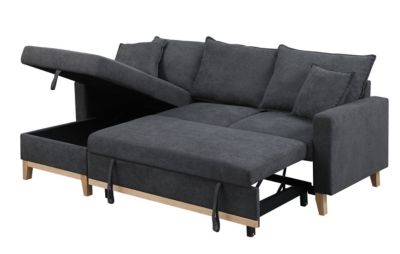 84.25"W Woven Reversible Sleeper Sectional Sofa with Storage Chaise
