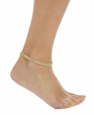 14k Gold Plated Crystal Curb Chain Anklet